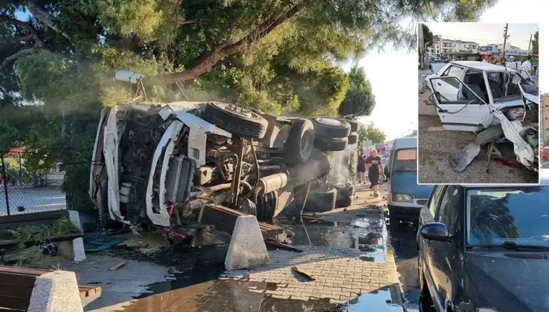 Freni Patlayan Kamyon Trafikte Nefes Kesen Kaza Yaptı